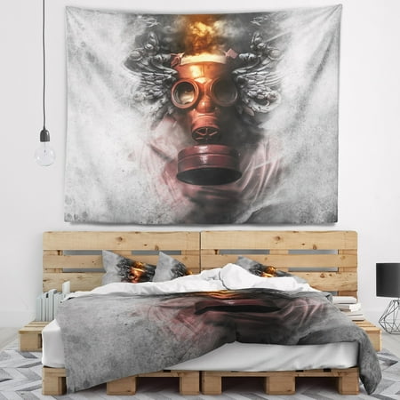 DESIGN ART Designart 'Toxic Man in Mask' Abstract Portrait Wall Tapestry