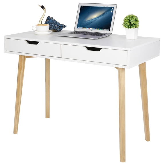 SONGMY Wood Home Office Laptop Table, Computer Desk Writing Workstation with Drawer, Modern Study Desk for Small Spaces