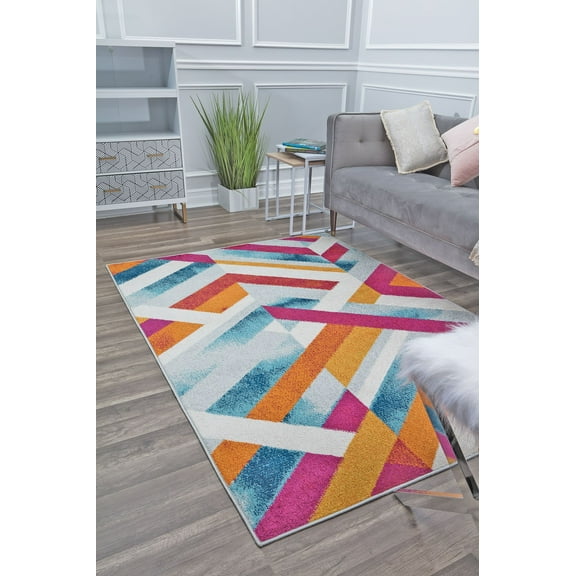 Rugs America Mika MO40A Passionfruit Geometric Contemporary Orange Area Rug, 8'x10'
