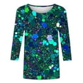 thumbnail image 5 of Mgmyaa Women's Sequin Printed Blouses 3/4 Sleeve Crew Neck Tops Casual Fashion T-Shirts, 5 of 5