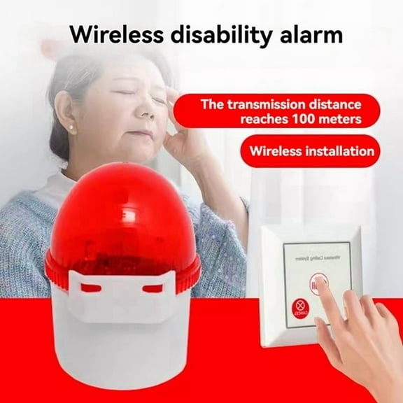 Caregiver Pager Alarm SOS Button Wireless Call Siren Alarm for Seniors Elderly Home Disabled Bathroom Hospital,1 x Remote Control Transmitter 1 x Alarm Receiver