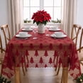 thumbnail image 4 of Sm:)e Christmas Tree Embroidery Lace Tablecloth 60x84 Inch, Red, Vintage Floral Fabric Classy Vintage Reception Decor, 4 of 6
