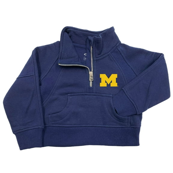 Girls Toddler Garb Navy Michigan Wolverines Cropped Dawn Funnel Neck Half-Zip Sweatshirt