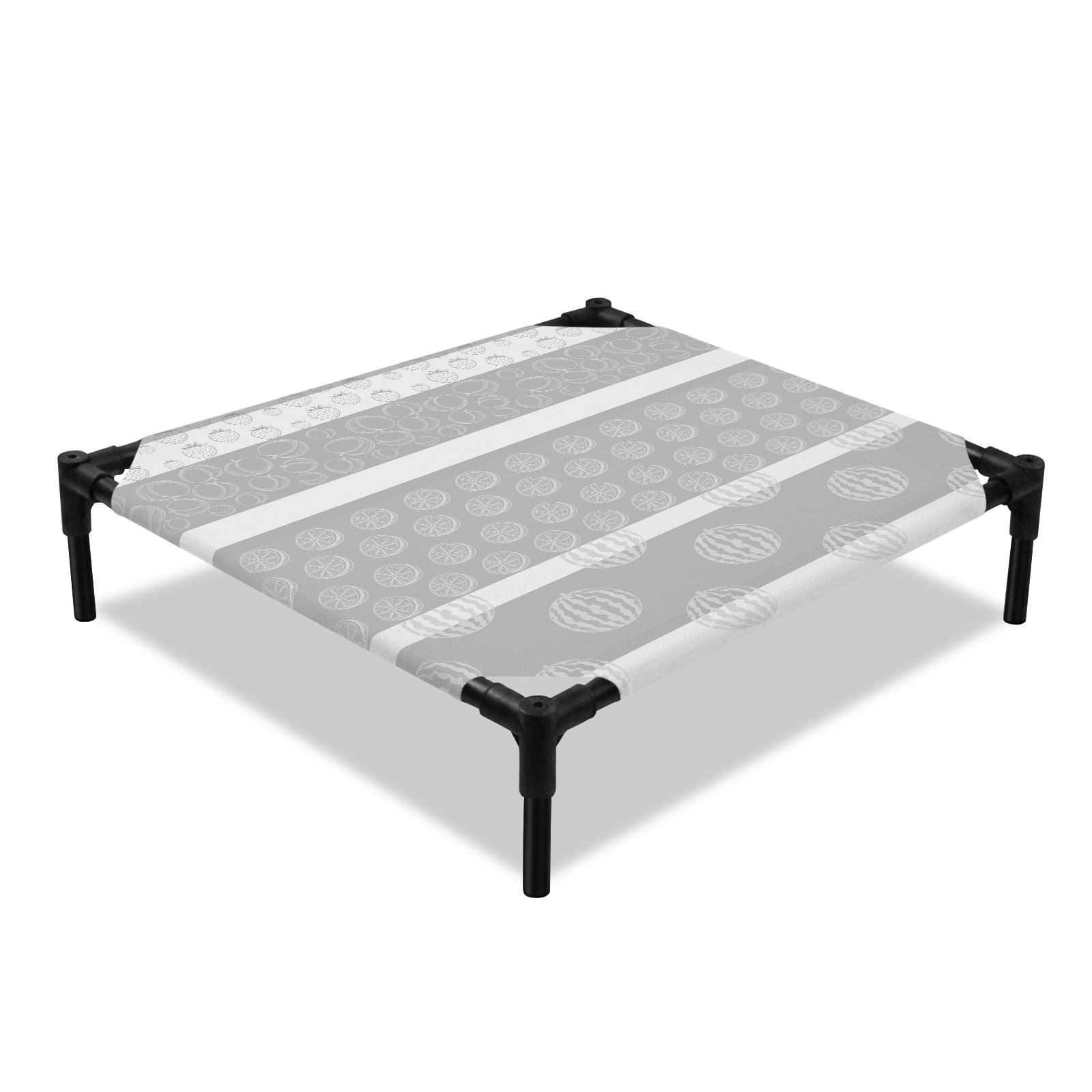 Farm Fruit Elevated Dog Bed Strawberries Peach Watermelon Lemon Gray Striped Cooling Breathable Outdoor Raised Dog Cot Bed with Metal Frame Non-Slip Feet for Small Dog 20x20in