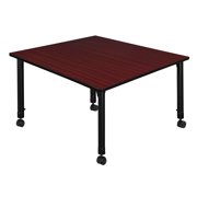 Regency Kee 48 in. Square Height Adjustable Mobile Classroom Activity Table- Mahogany