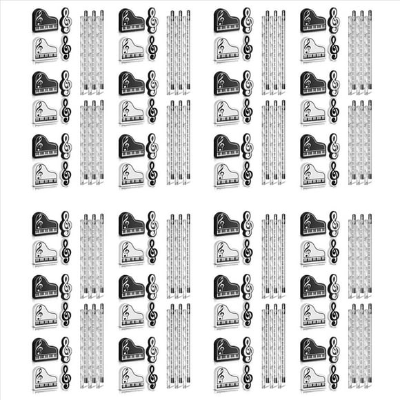 Lápices Musicales Lápiz de Notas Musicales con Borradores Temáticos Musicales Lápices de Madera Teclado una Granel Lápices Divertidos Borradores de Regalo (192 Piezas)