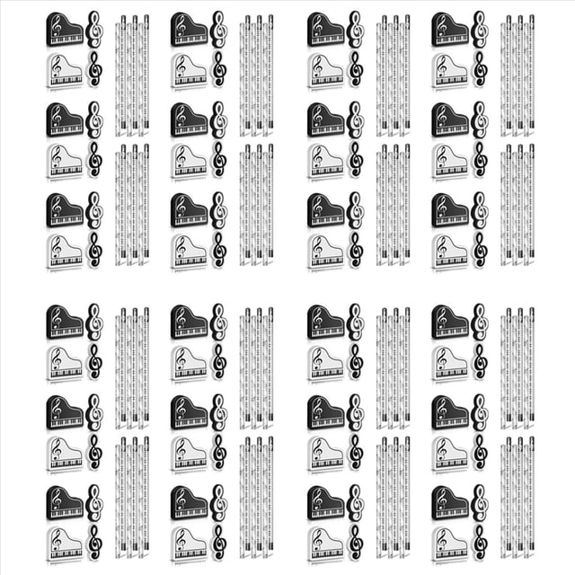Lápices Musicales Lápiz de Notas Musicales con Borradores Temáticos Musicales Lápices de Madera Teclado una Granel Lápices Divertidos Borradores de Regalo (192 Piezas)
