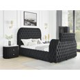 thumbnail image 2 of LiviNest King Size Bed with TV Lift: Modern Upholstered Bed Set with Electric Fireplace - Black Velvet Tufted Headboard for Master Bedroom Luxury Furniture, 2 of 6