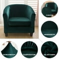 thumbnail image 6 of Eurhowing Stretchable Tub Chair Slipcover, 2-Piece Velvet Soft Armchair Cover with Cushion Cover, Elastic Fit Club Chair Sofa Couch Slipcover, 2-Pack, Dark Green, 6 of 9