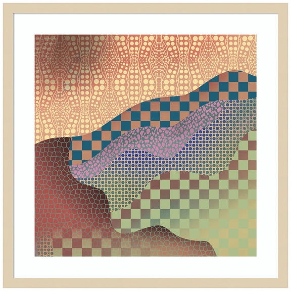 Amanti Art Aboriginal Pattern Collage Wood Framed Wall Art Print