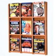 Wooden Mallet 9 Magazine Oak and Acrylic wall Display in Medium Oak