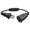 2 Prong Polarized Extension Cord with Switch, 0.3 Meter Short Switch Extension Cord Cable, for