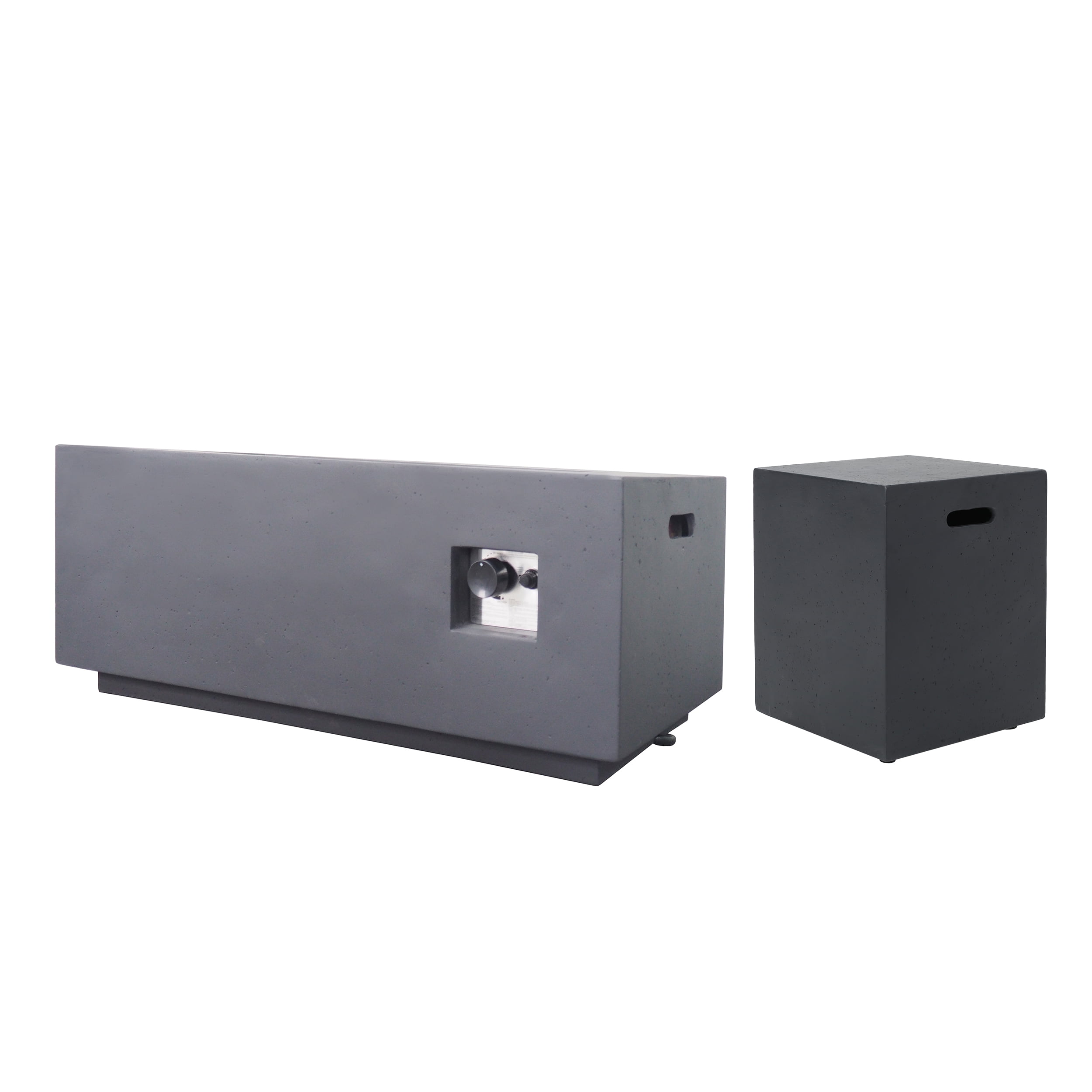 Leo Outdoor 40,000 BTU Rectangular Light Weight Concrete Gas Burning Fire Pit, Dark Gray