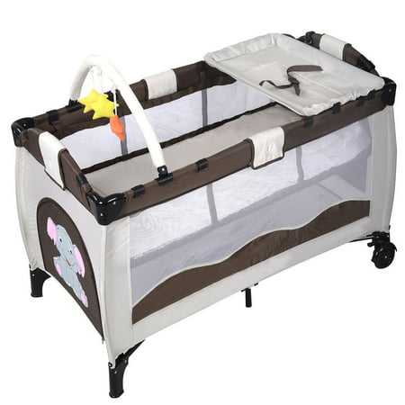 Jeobest Baby Playard Convertible Playpen with Bassinet ...