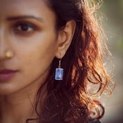 AYANA Natural Blue Kyanite Healing Crystal Earrings for Women | Gold Plated Setting