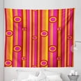 thumbnail image 1 of Retro Tapestry, Vibrant Colors Striped Pattern with Circles Vintage Geometric Illustration Print, Fabric Wall Hanging Decor for Bedroom Living Room Dorm, 5 Sizes, Pink Red Orange, by Ambesonne, 1 of 1