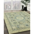 thumbnail image 3 of Ahgly Company Machine Washable Indoor Round Abstract Brown Gold Area Rugs, 5' Round, 3 of 7