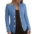 thumbnail image 2 of Fanxing Women's Double Breasted Blazers Slim Fit Notch Lapel Work Office Suits Jackets Blue L, 2 of 9