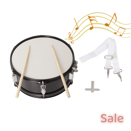 Tcbosik 14" x 5.5" Snare Drum for Beginner with Strap, Sticks and Wrench, Black