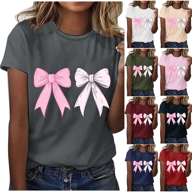 RKSTN Valentines Gift Valentine Shirts for Women Oversized Crewneck Valentine's Day Graphic Print Short Sleeve T Shirts Pullover Top Womens Casual Round Neck Plus Size Loose Comfy Summer Tee Shirts