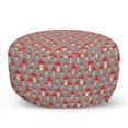 thumbnail image 1 of Mushroom Pouf Cover with Zipper, Amanita Mushrooms Pattern with Polka Dotted Backdrop Cartoon Toadstool, Soft Decorative Fabric Unstuffed Case, 30" W X 17.3" L, Taupe Cream Red, by Ambesonne, 1 of 5