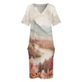 thumbnail image 3 of Vestido holgado con bolsillos y estampado de flores y montañas en tonos pastel de ensueño, ropa de verano para mujer 2025, vestidos de verano para mujer 2025, 3 of 6