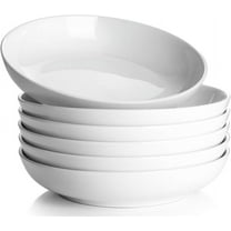 Pasta Bowls, 30oz Salad Bowls White Soup Bowls Large Pasta Serving Bowl Porcelain Pasta Plates Wide and Shallow Bowls Set of 6 Microwave Dishwasher Safe Valentines Day Gift