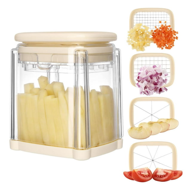 Corta Patatas y Verduras Navaris Blanco con 4 Cuchillas Apto Lavavajillas