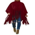 thumbnail image 1 of Femmes Col Roulé Franges Veste Batwing Vintage Pompon Cape Pull Surdimensionné Robe Sweat, 1 of 7