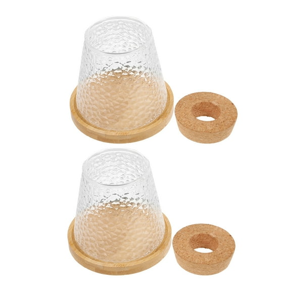 GOOHOCHY Clear Glass Plant Vase with Wood Lid for Hydroponic Plants propagation station perfect for home decor and small spaces 2pcs