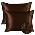 thumbnail image 2 of Parkdale 2-Pack Silky Soft Satin Pillow Cases with Hidden Zipper (Standard, Brown), 2 of 4