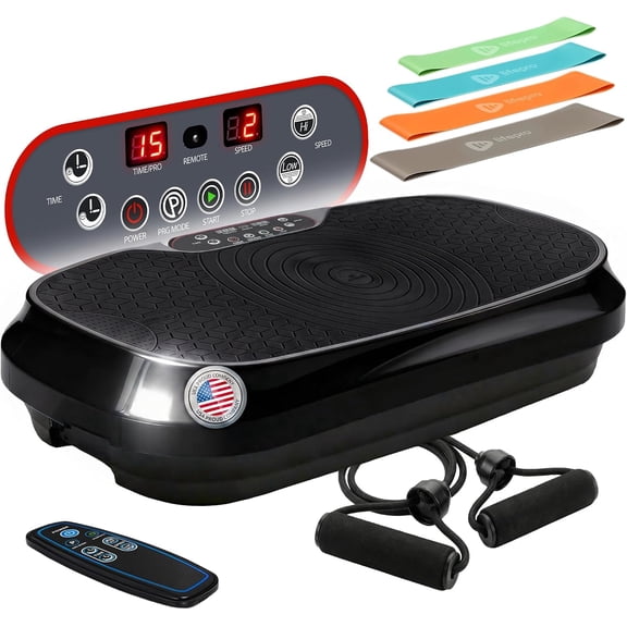 Lifepro Waver Mini Vibration Plate Exercise Machine – Whole Body Vibrating Plate Machine for Lymphatic Drainage, Muscle Toning & Recovery with Resistance Bands & Remote
