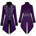 thumbnail image 3 of TFEOQRY Men's Steampunk Tailcoat Jacket Gothic Embroidered Frock Coat Party Performance Purple, 3 of 4