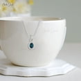 thumbnail image 2 of 2.50 T.C.W Oval Cut Blue Topaz Natural Diamond Wonderful Twisted Necklace for Engagement Gift Solid 14K White Gold With 18 inches Chain, 2 of 4
