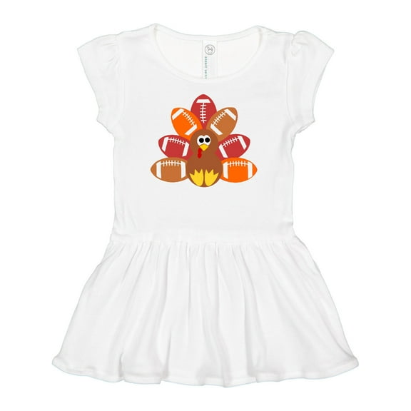Inktastic Thanksgiving Cute Football Turkey Girls Baby Dress