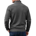 thumbnail image 4 of Mens Zip Sweater Stand Collar Solid Color Long Sleeve Knit Pullover Fall Winter Soft Ribbed Hem Casual Knit Jumper Tops Dark Gray XL, 4 of 5