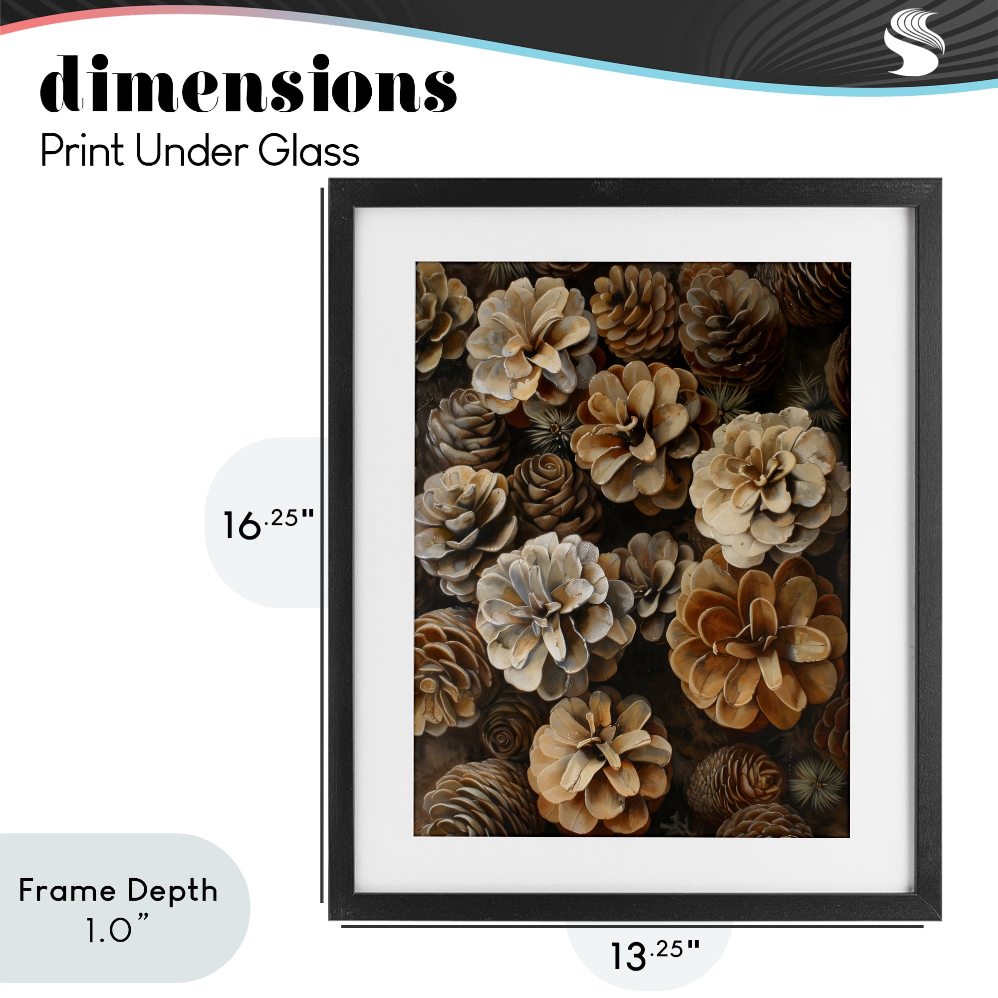 Stupell Industries Pinecone Arrangement Rustic Botanicals Black Framed Print Under Glass, design by Creative Studio