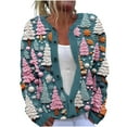 thumbnail image 2 of LOVZFMLL Cardigan pour Femmes Décontracté de Noël Imprimé Cardigan Tricoté Veste à Boutons Manteau, 2 of 5