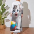 thumbnail image 4 of Large Size Cute Cat Playing Ball Long Sleeved Dress Women Dress for Parties Elegant Chic Evening Dresses, 4 of 7