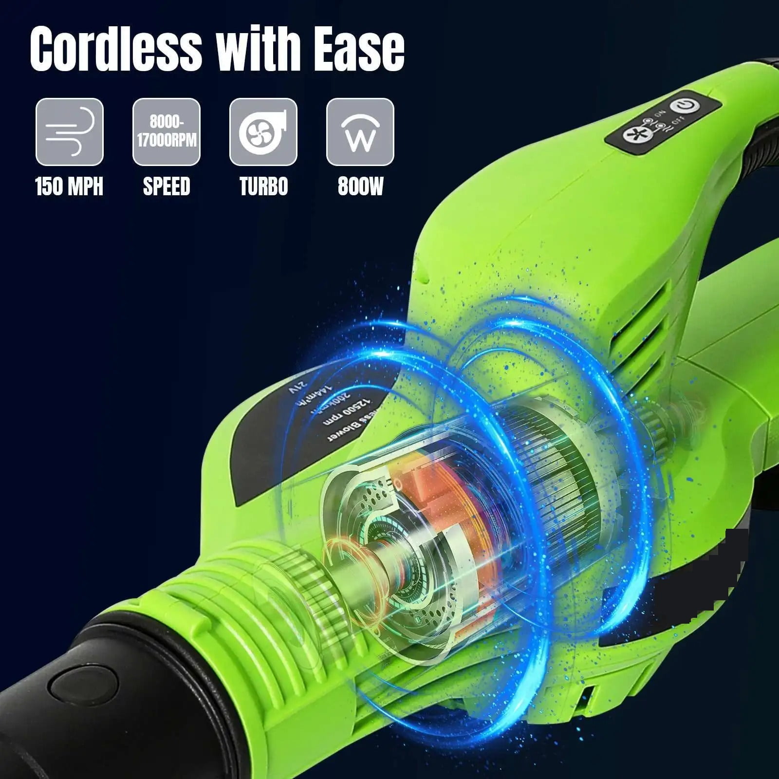 3000W Cordless Electric Air Blower Leaf Snow Blower Dust Collector Sweeper Adjustable Speeds Garden Power Tools
