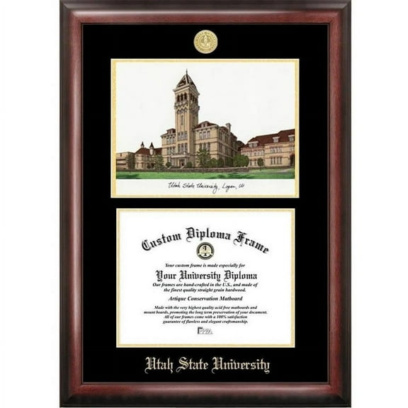 Utah State University 8.5" x 11" Gold Embossed Diploma Frame with Campus Images Lithograph