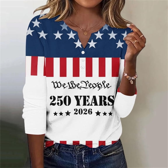 MAIHAN Usa 250th Anniversary T-Shirt American Flag Shirts 250 Years Independence Tee Womens Summer Tops American Birthday Shirts Tops