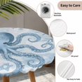 thumbnail image 3 of Blue Octopus Round Tablecloth for 36-44 Inch Tables, Fitted Table Cover with Elastic Edge, Summer Watercolor Ocean Coral Waterproof Outdoor Table Cloth Protector for Patio Garden Dinner Picnic, 3 of 9