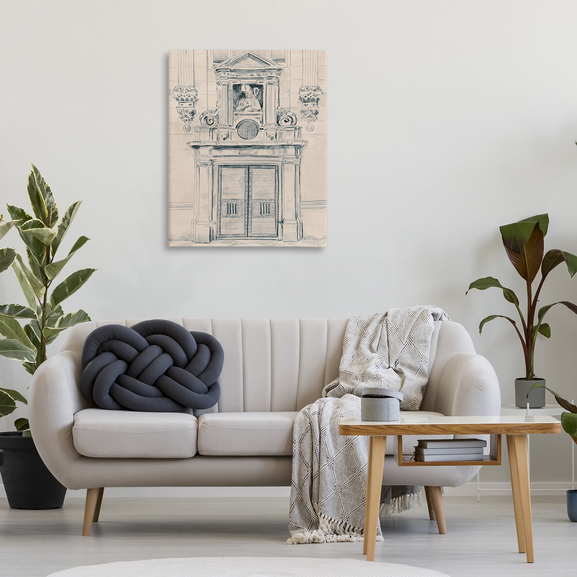 Stupell Industries Detailed Architecture Door Town & City Drawing Gallery Wrapped Canvas Art Print Wall Art, 30 x 40