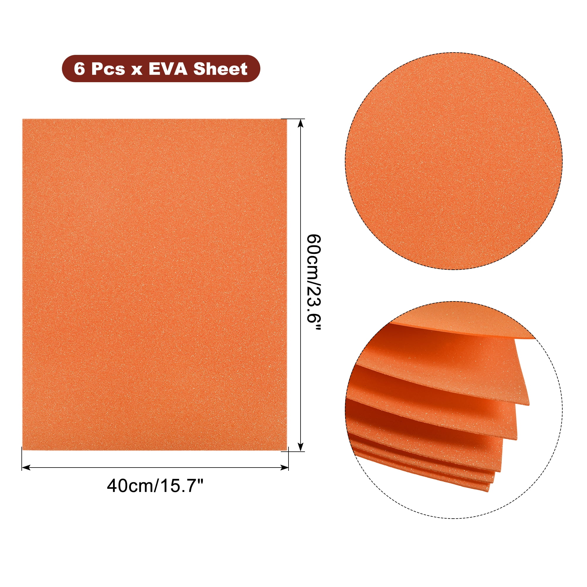 Uxcell Orange Shiny EVA Foam Sheets 23.6x15.7in 1.2mm Thick for Crafts DIY 6 Pcs