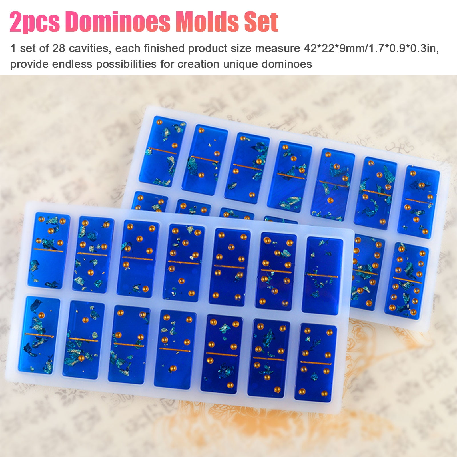 Dominoes Crystal Epoxy Resin Game Mold DIY Making Tools Silicone Casting