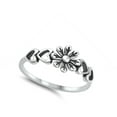 thumbnail image 4 of Flower Heart Oxidized Ring .925 Sterling Silver Band Jewelry Female Male Unisex Size 5, 4 of 4