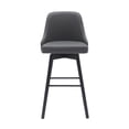 thumbnail image 2 of Sean 30 Inch Barstool Chair - Parson Style - Swivel - Gray Faux Leather - Black, 2 of 6