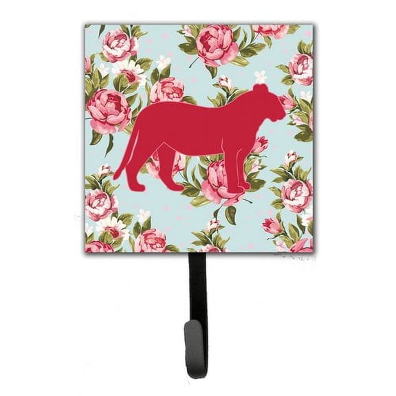 Caroline's Treasures BB1010-RS-BU-SH4 Tiger Shabby Chic Blue Roses Leash or Key Holder, Blue, Single Hook, multicolor