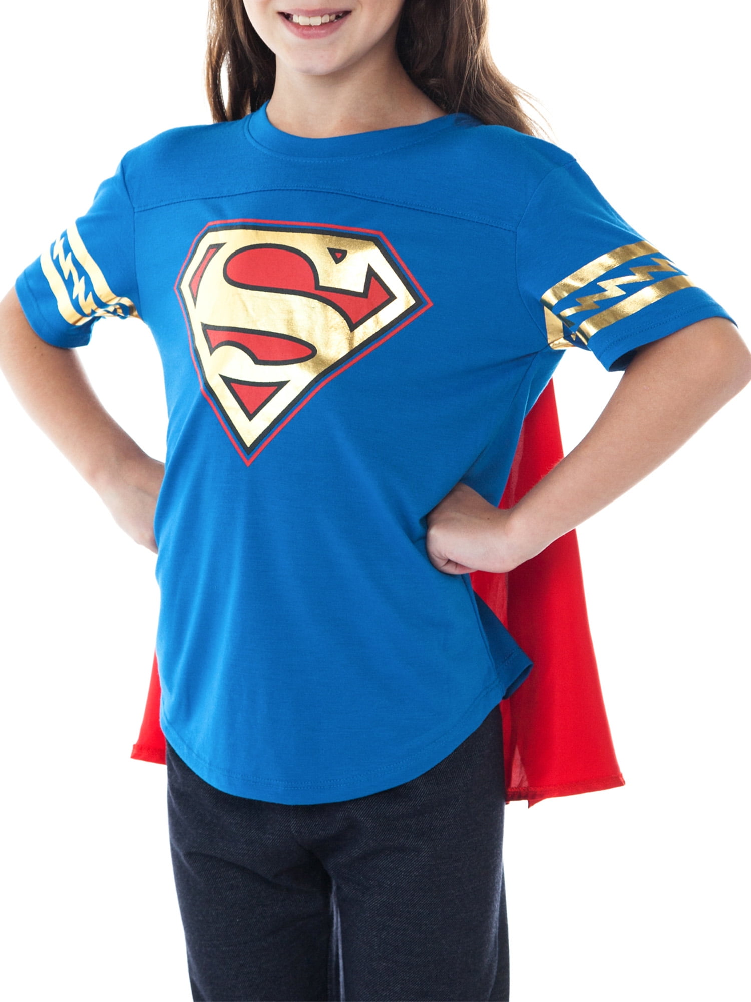 Symposium Napier Bug DC Comics DC Superhero Supergirl Dress Up Costume T-Shirt w/ Cape (Big  Girls) - Walmart.com